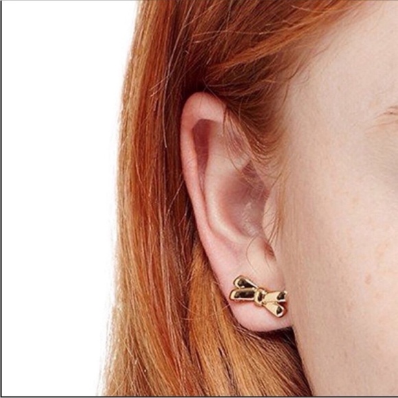 Kate Spade Gold Double Bow Earrings and 12 oz Reusable Plastic Coffee Cup - Picture 5 of 6